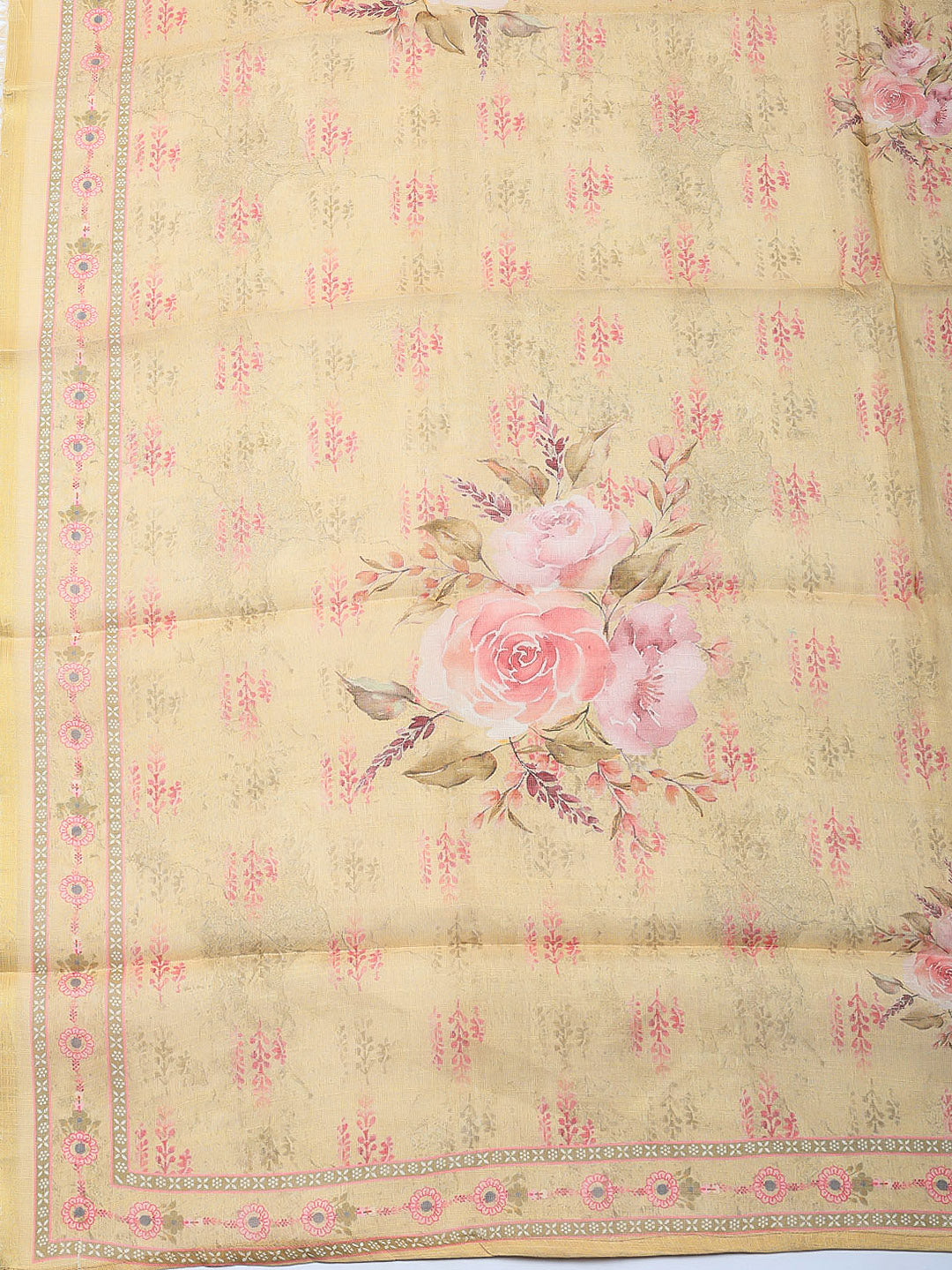 Embellished Tissue Unstitched Suit With Pant &amp; Dupatta