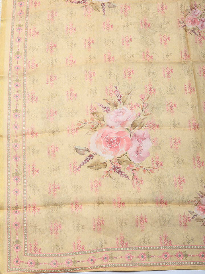 Embellished Tissue Unstitched Suit With Pant &amp; Dupatta