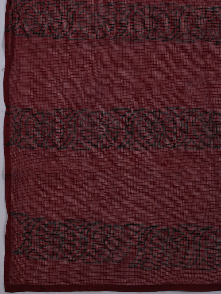 Patch Neck Cotton Blend Unstitched Suit With Dupatta