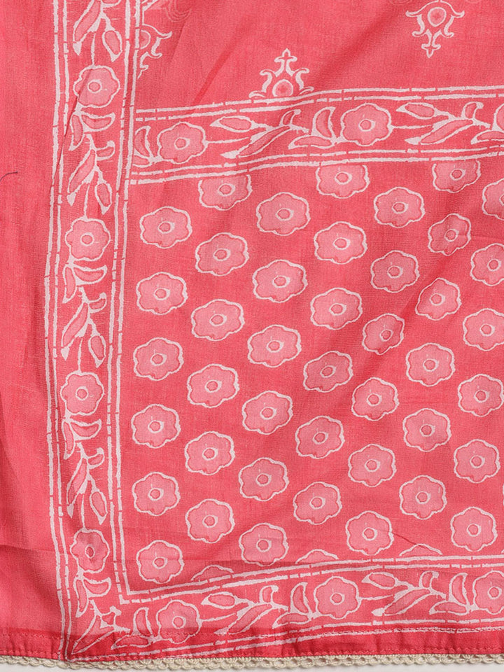 Neck Embroidered Cotton Blend Unstitched Suit With Dupatta