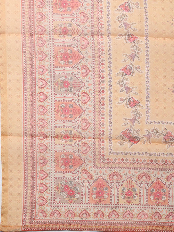 Embellished Chanderi Unstitched Suit With Pant &amp; Dupatta