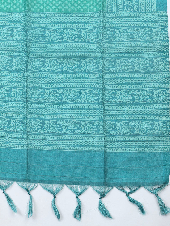 Embroidered Cotton Blend Unstitched Suit With Pant &amp; Dupatta