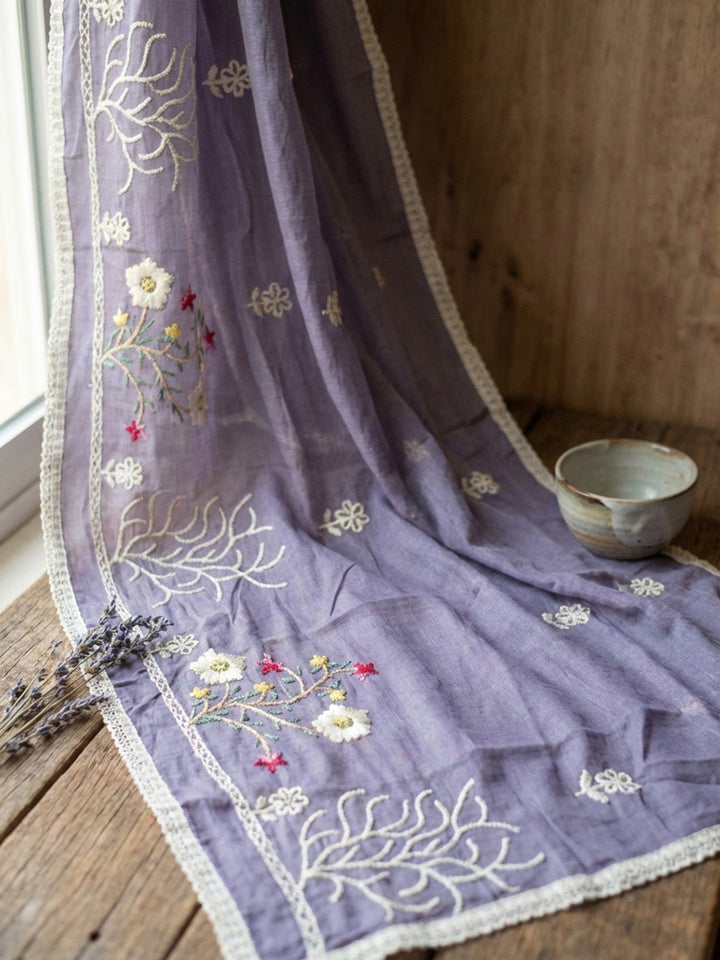 Embroidered Cotton Unstitched Suit With Pant &amp; Dupatta