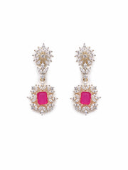 Golden AD Silver Pendant Set With Earrings