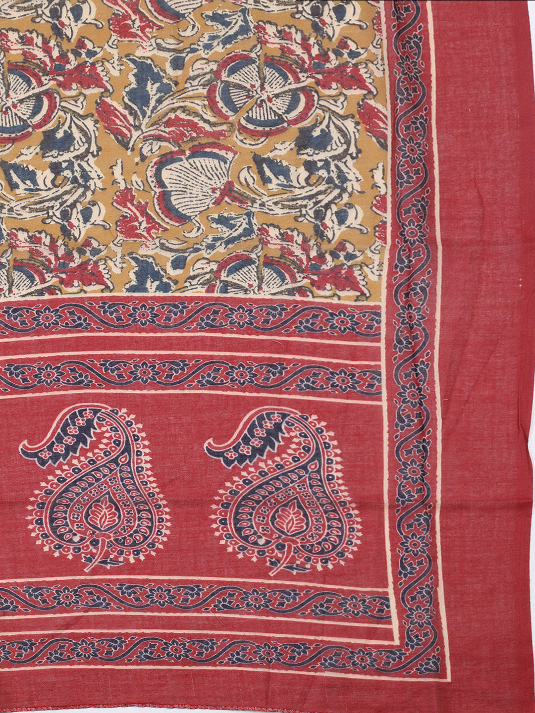 Printed Cotton Blend Unstitched Suit With Pant &amp; Dupatta