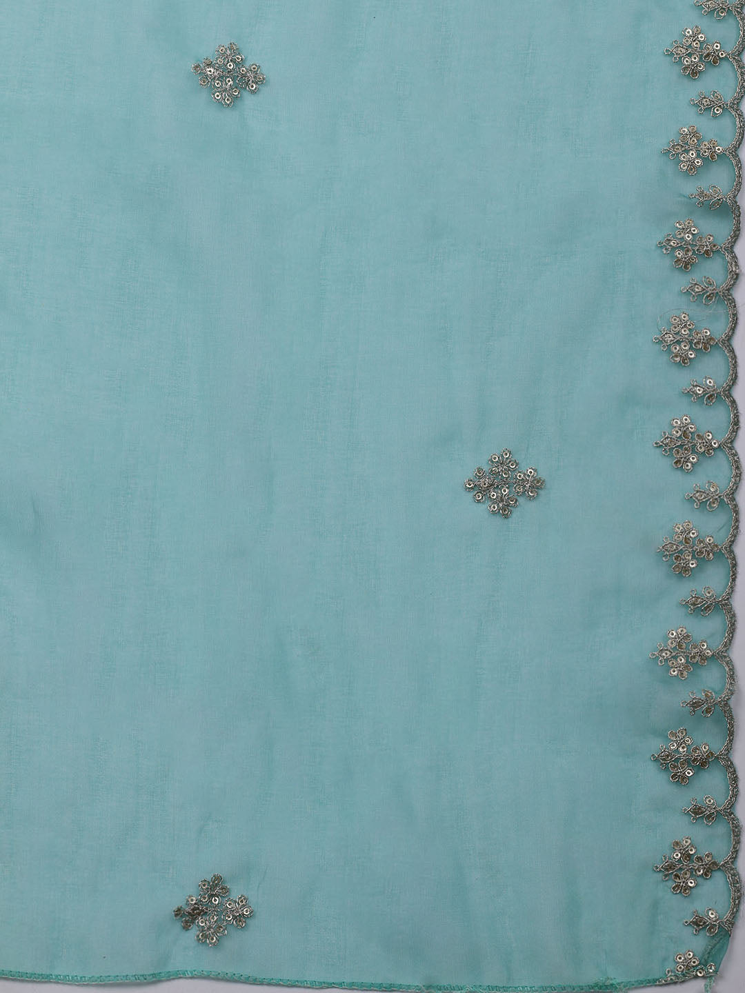 Neck Embroidered Organza Unstitched Suit With Dupatta