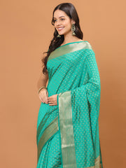 Zari Border Booti Woven Handloom Saree