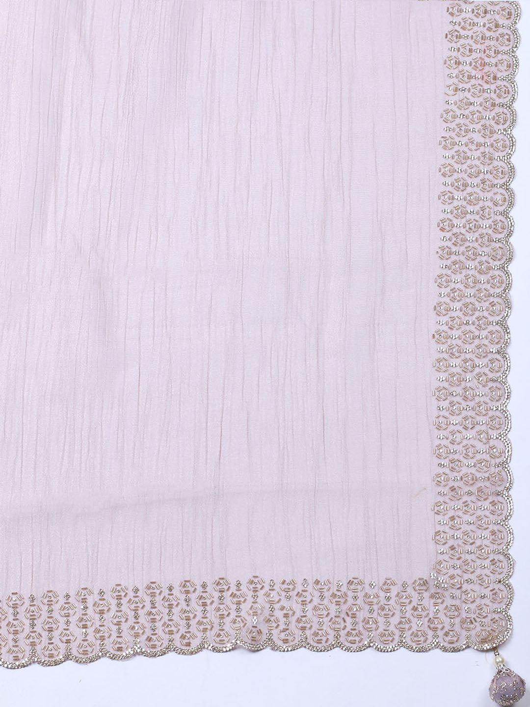 Embellished Tissue Unstitched Suit With Pant &amp; Dupatta