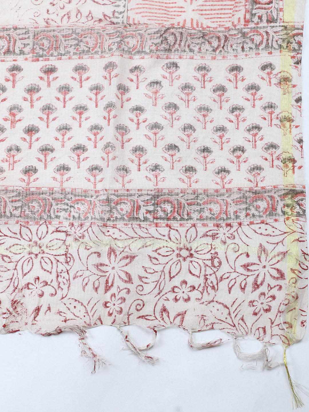 Printed Cotton Blend Unstitched Suit With Pant &amp; Dupatta