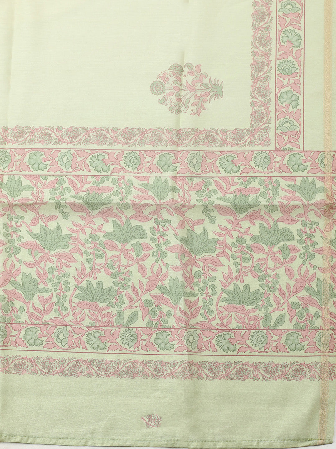 Printed Chanderi Unstitched Suit With Pant &amp; Dupatta