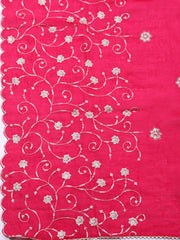 Embroidered Cotton Unstitched Suit With Pant & Dupatta