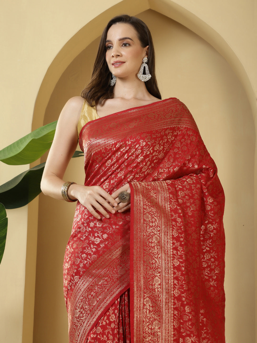 Zaari Jaal Crepe Saree