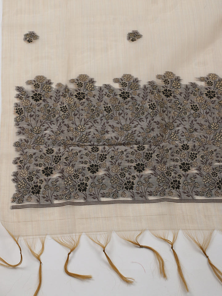 Woven Design Chanderi Unstitched Suit With Dupatta