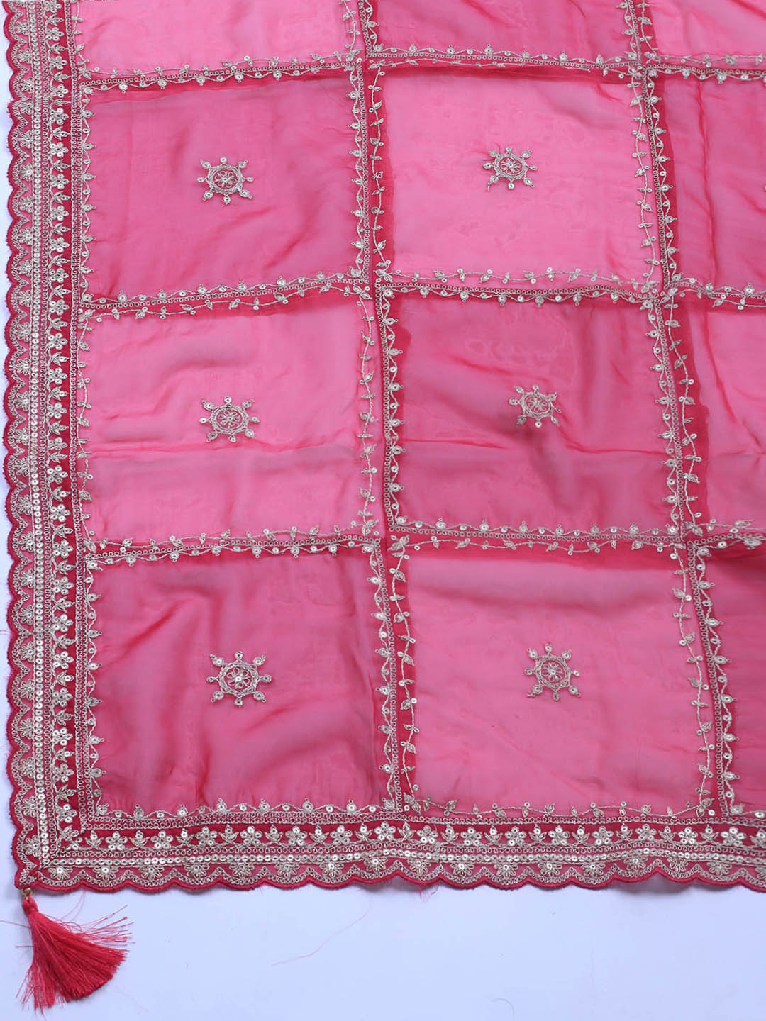 Embroidered Art Silk Unstitched Suit Piece With Dupatta