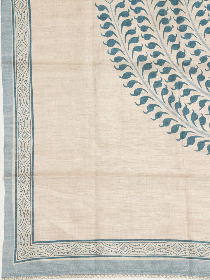 Embroidered Tussar Unstitched Suit With Dupatta
