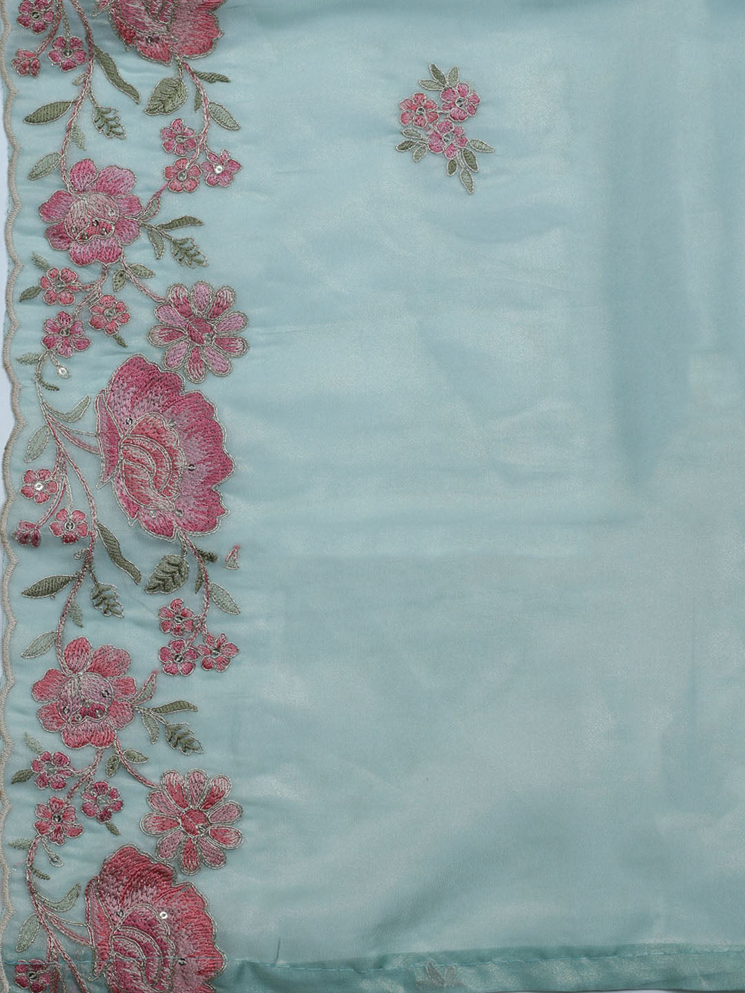 Embroidered Organza Unstitched Suit With Dupatta