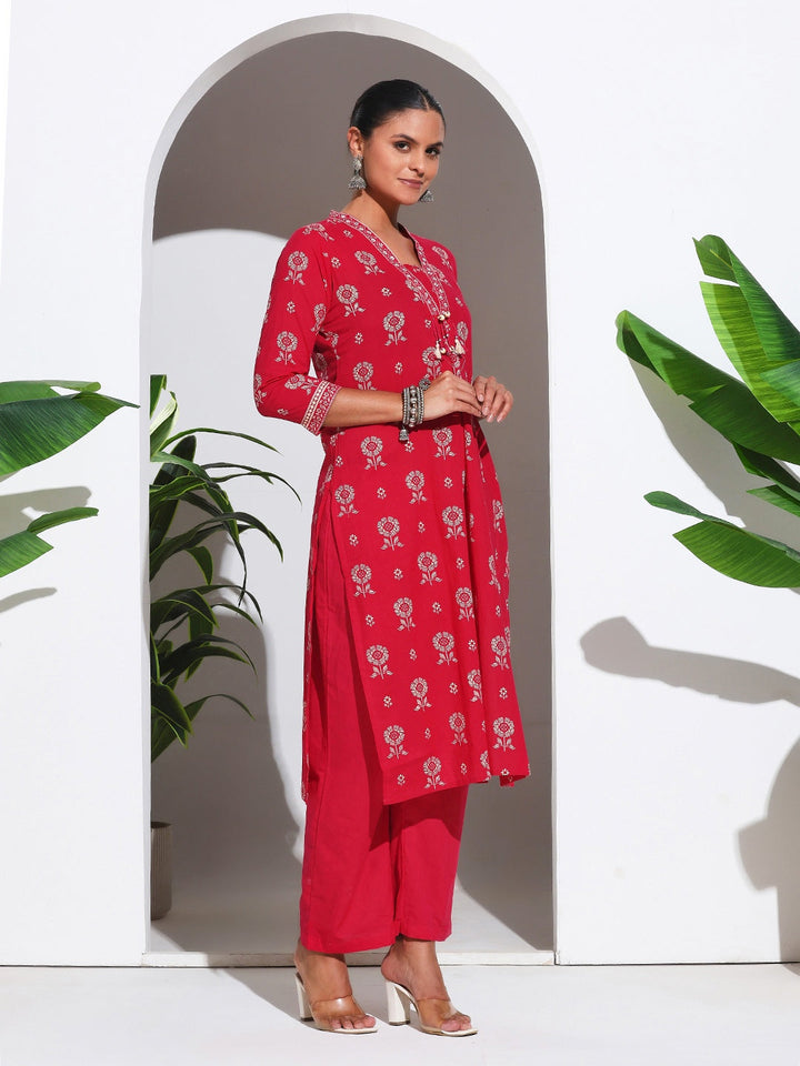 Printed Cotton Blend Kurta With Pant &amp; Dupatta