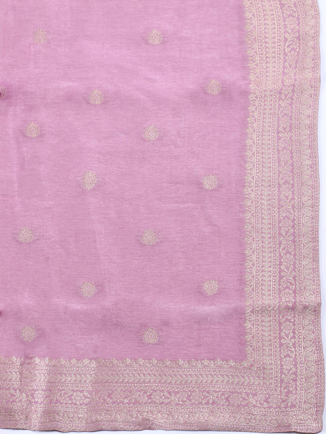 Woven Design Chanderi Unstitched Suit With Pant Dupatta