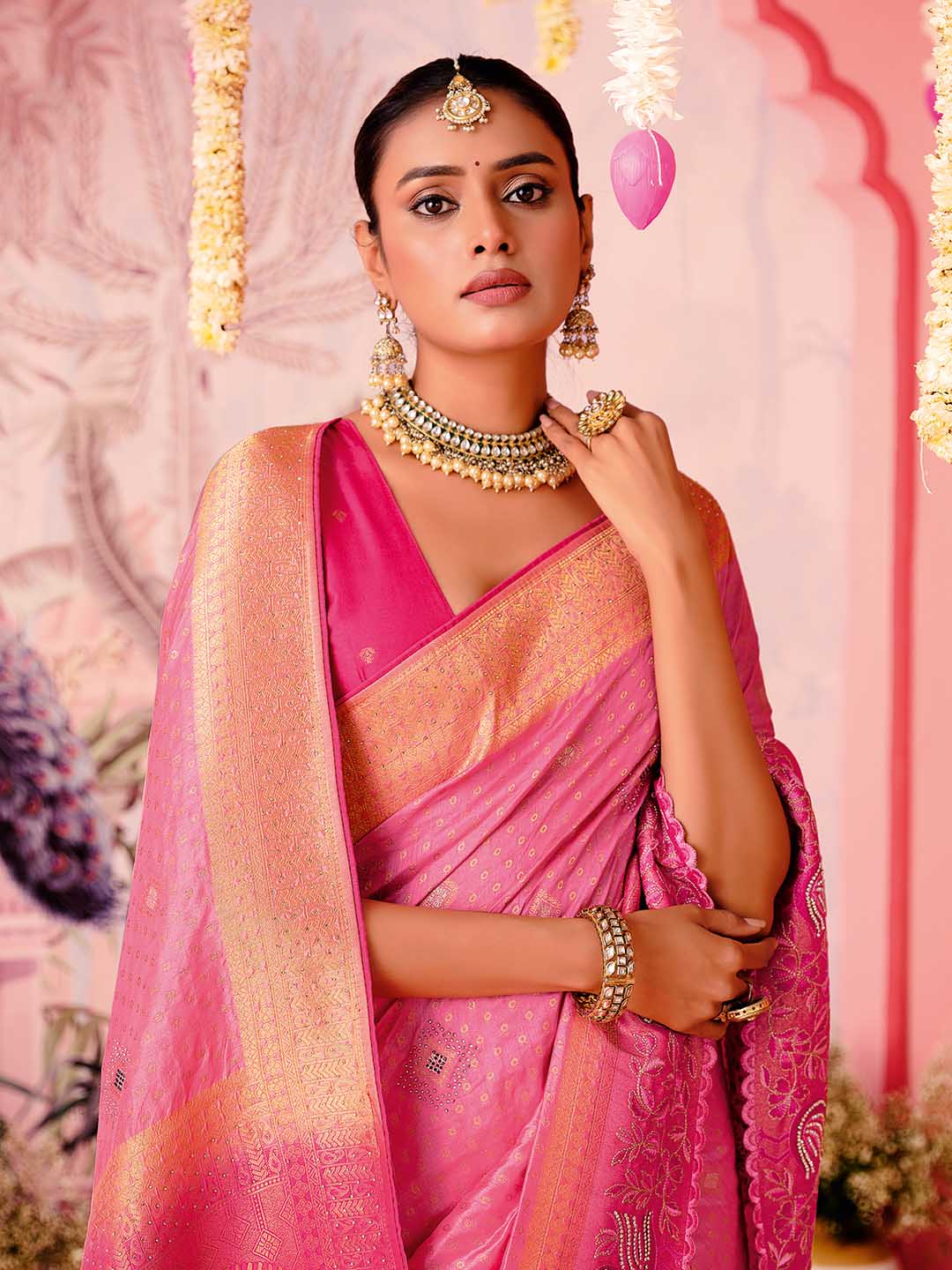 Woven Border Booti Art Silk Saree