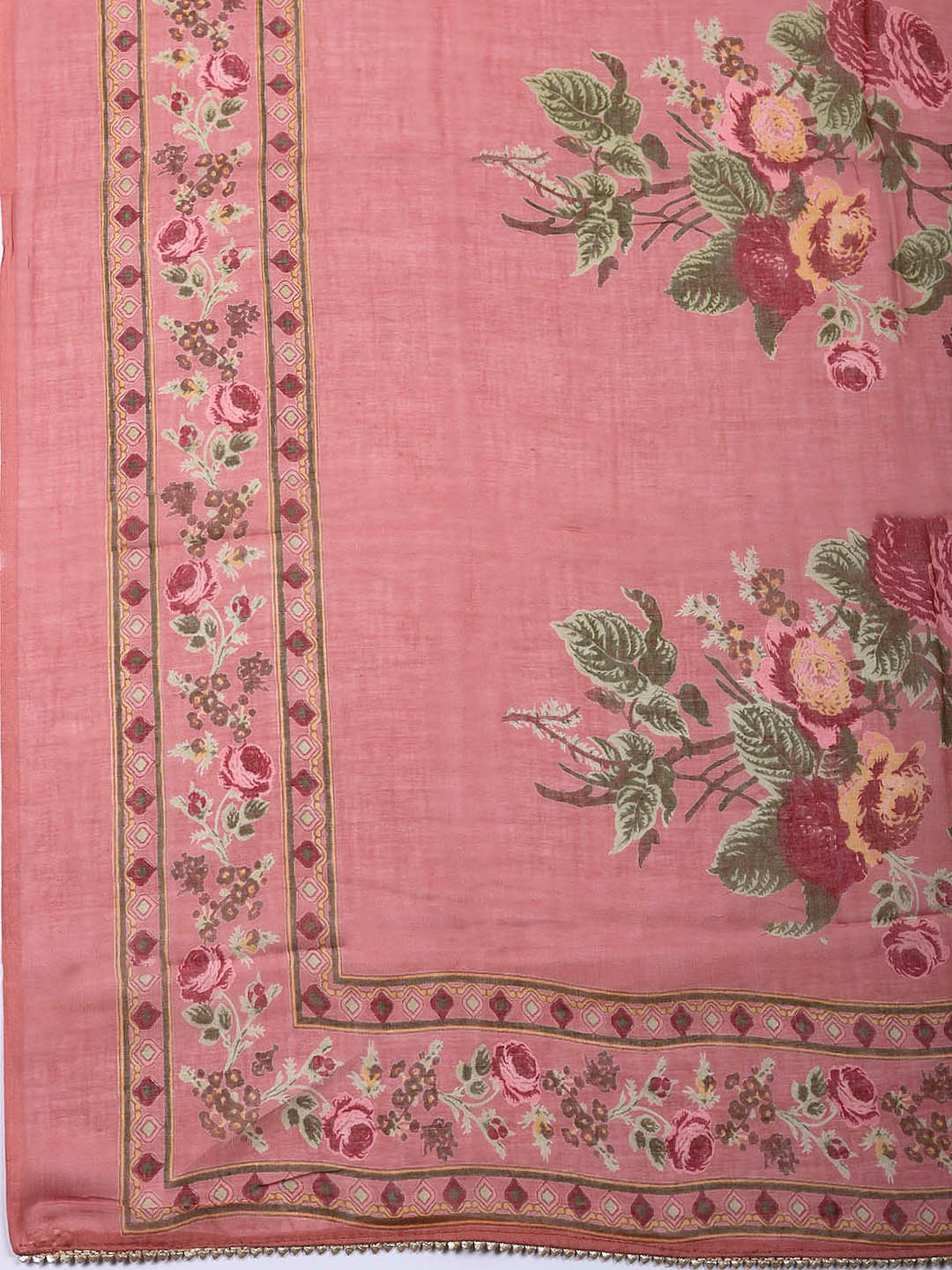 Embroidered Cotton Blend Unstitched Suit With Pant &amp; Dupatta