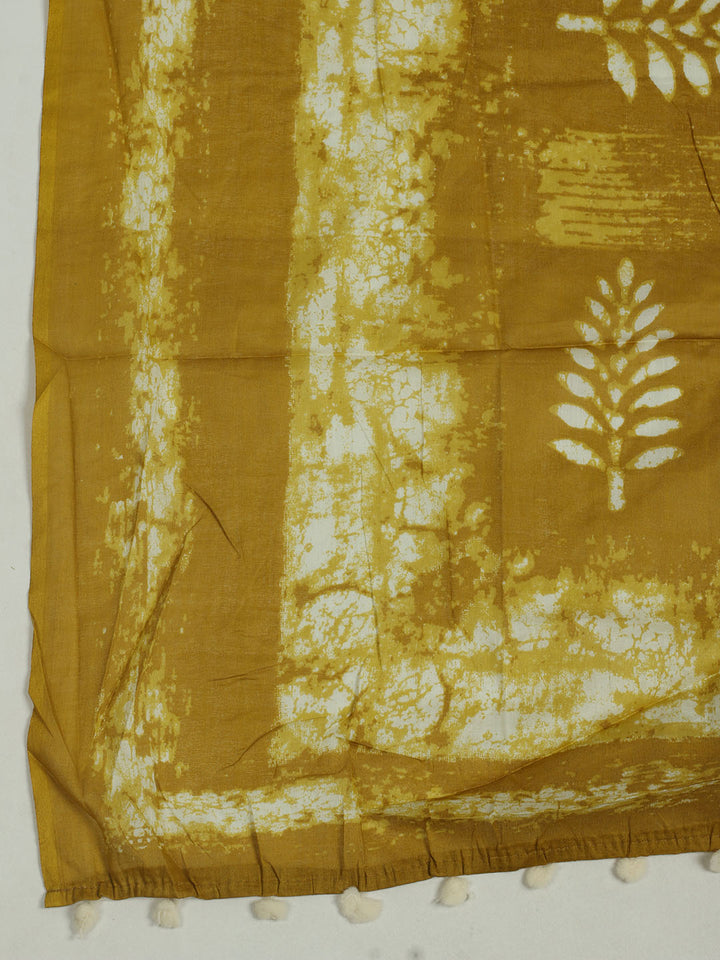 Printed Cotton Unstitched Suit With Pant &amp; Dupatta