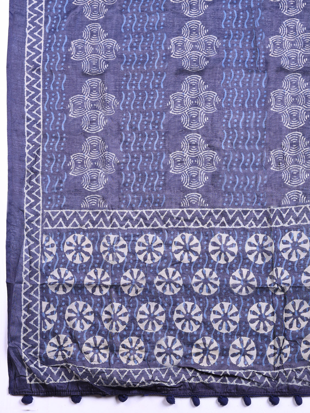 Printed Cotton Blend Unstitched Suit With Pant &amp; Dupatta
