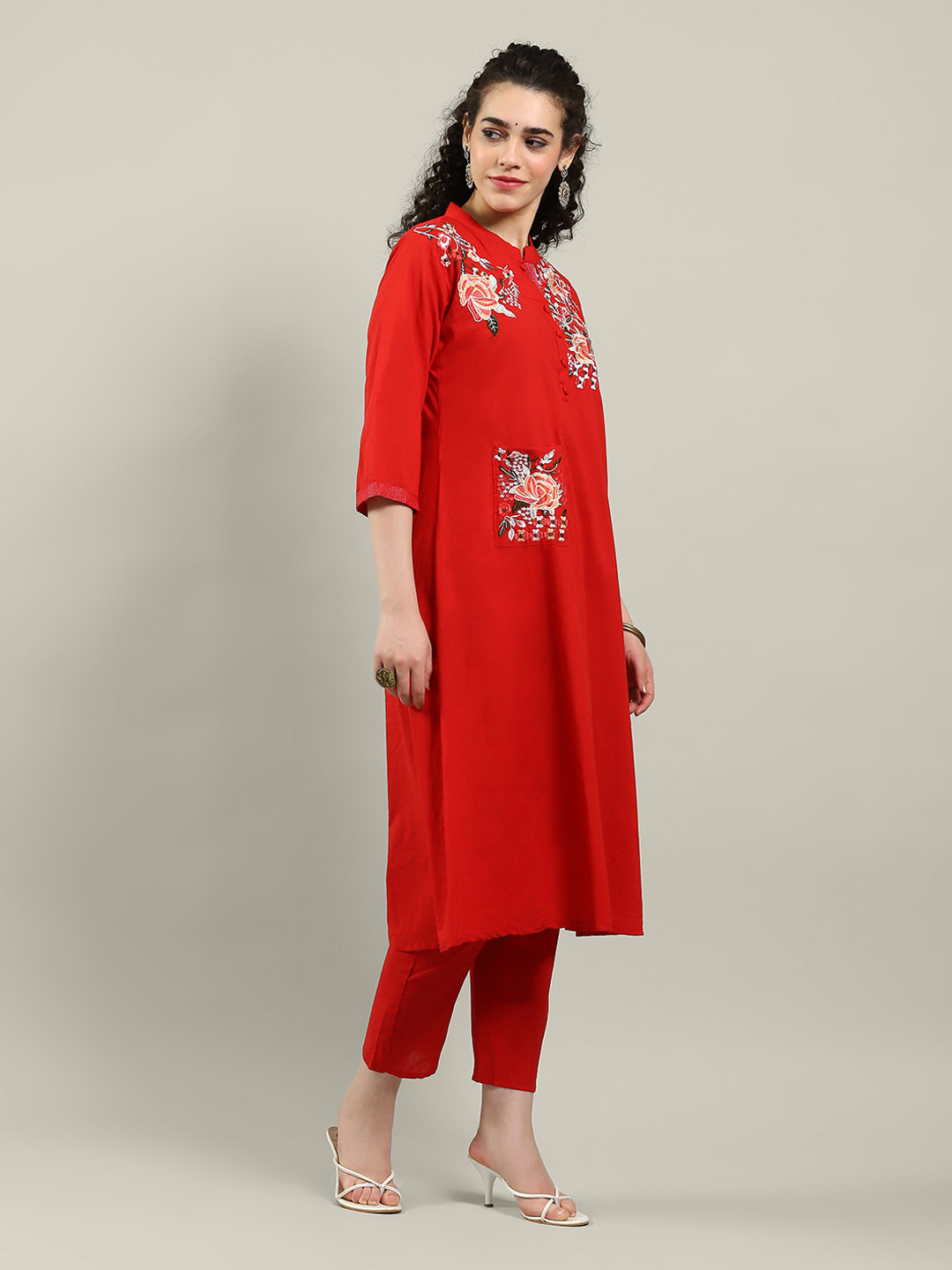 Printed Cotton Blend Kurta With Pants