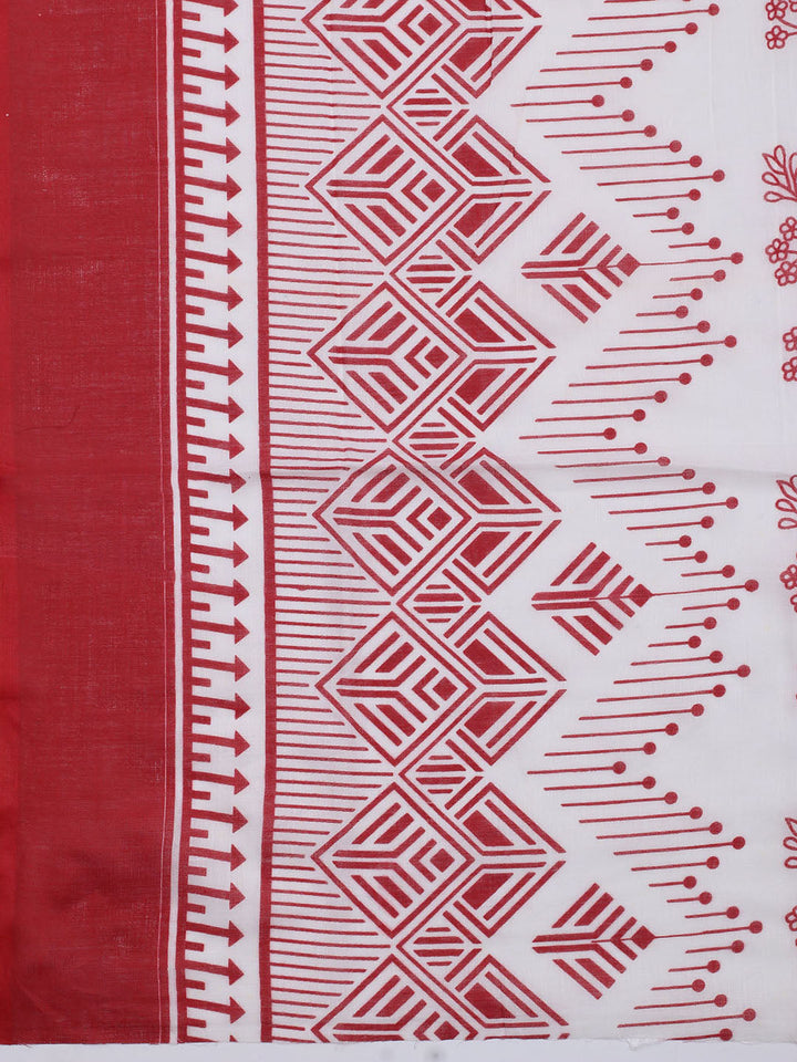 Printed Cotton Blend Unstitched Suit With Dupatta