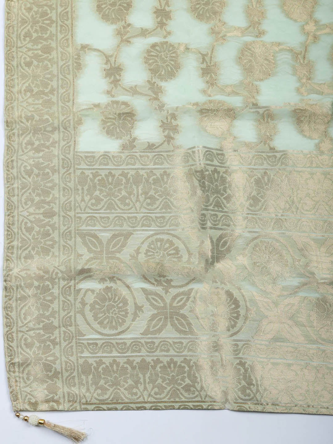 Embroidered Chanderi Unstitched Suit With Pant &amp; Dupatta