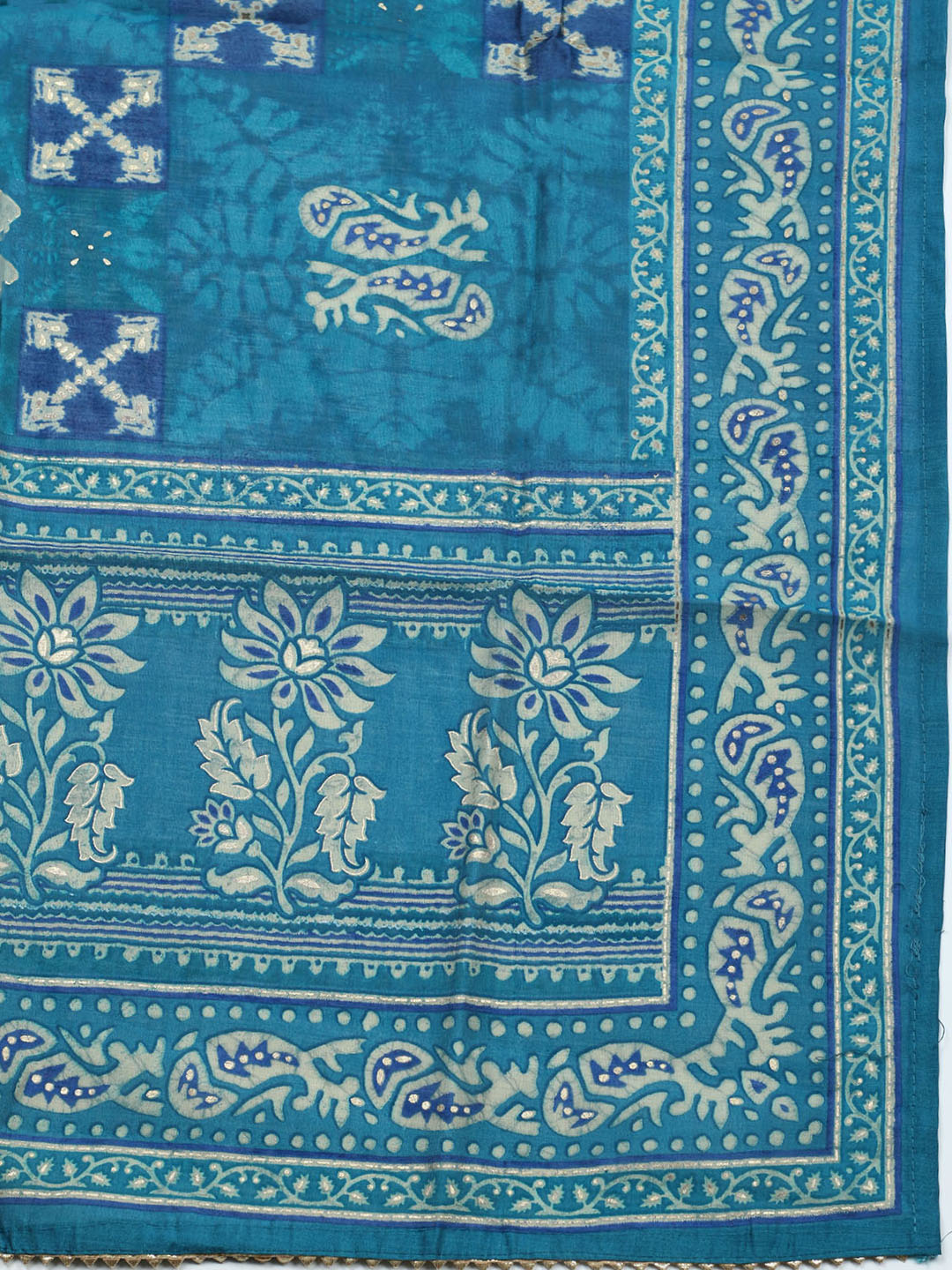Embroidered Cotton Unstitched Suit With Pant &amp; Dupatta