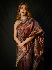 Woven Design Satin Saree