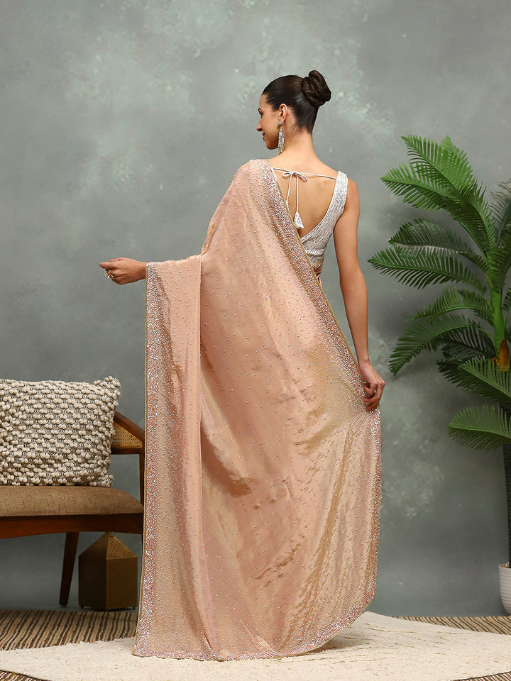 Stone Embroidered Tissue Saree