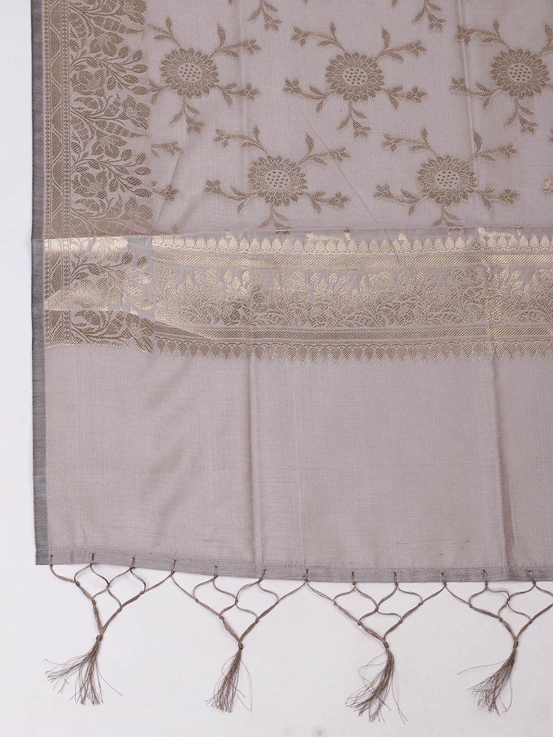 Woven Design Chanderi Unstitched Suit With Pant &amp; Dupatta