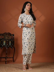 Printed Cotton Blend Kurta With Pant & Dupatta