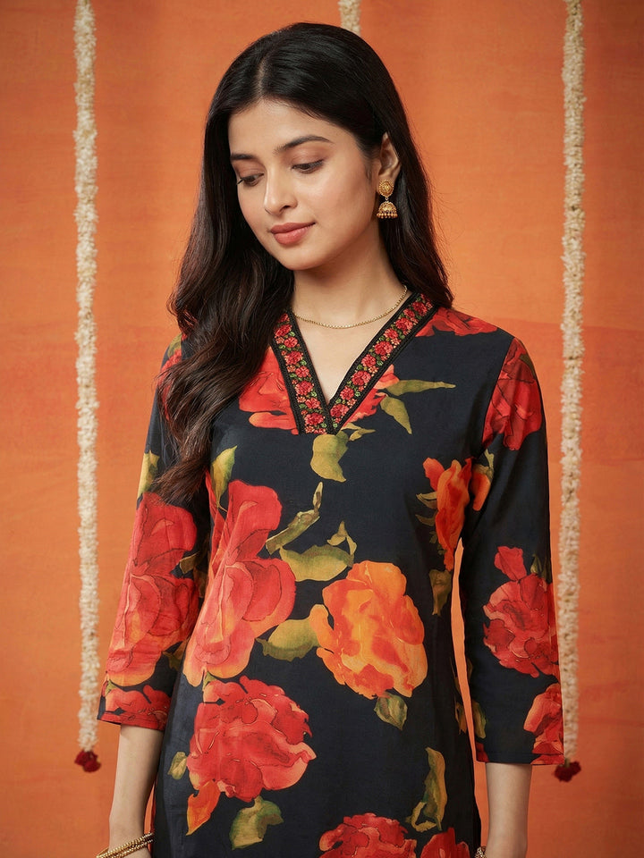 Printed Cotton Blend Kurta With Pant &amp; Dupatta