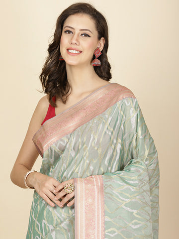 Zari Jaal Embroidered Organza Woven Saree