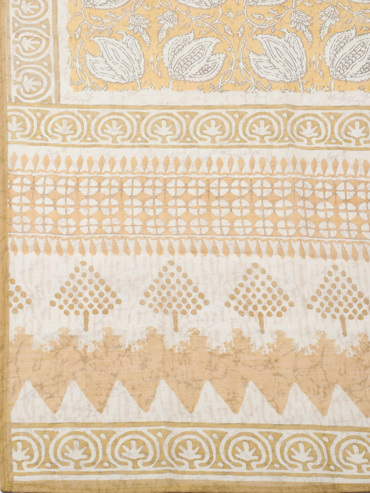 Embroidered Chanderi Unstitched Suit With Pant &amp; Dupatta