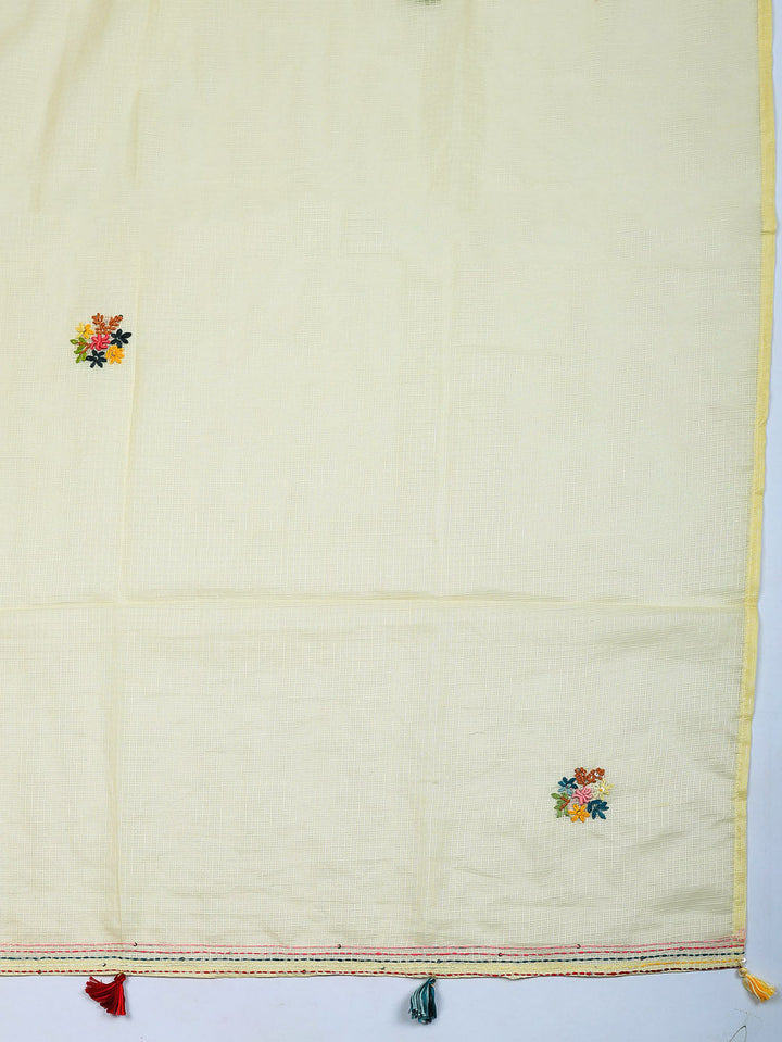 Embroidered Cotton Blend Unstitched Suit With Pant &amp; Dupatta
