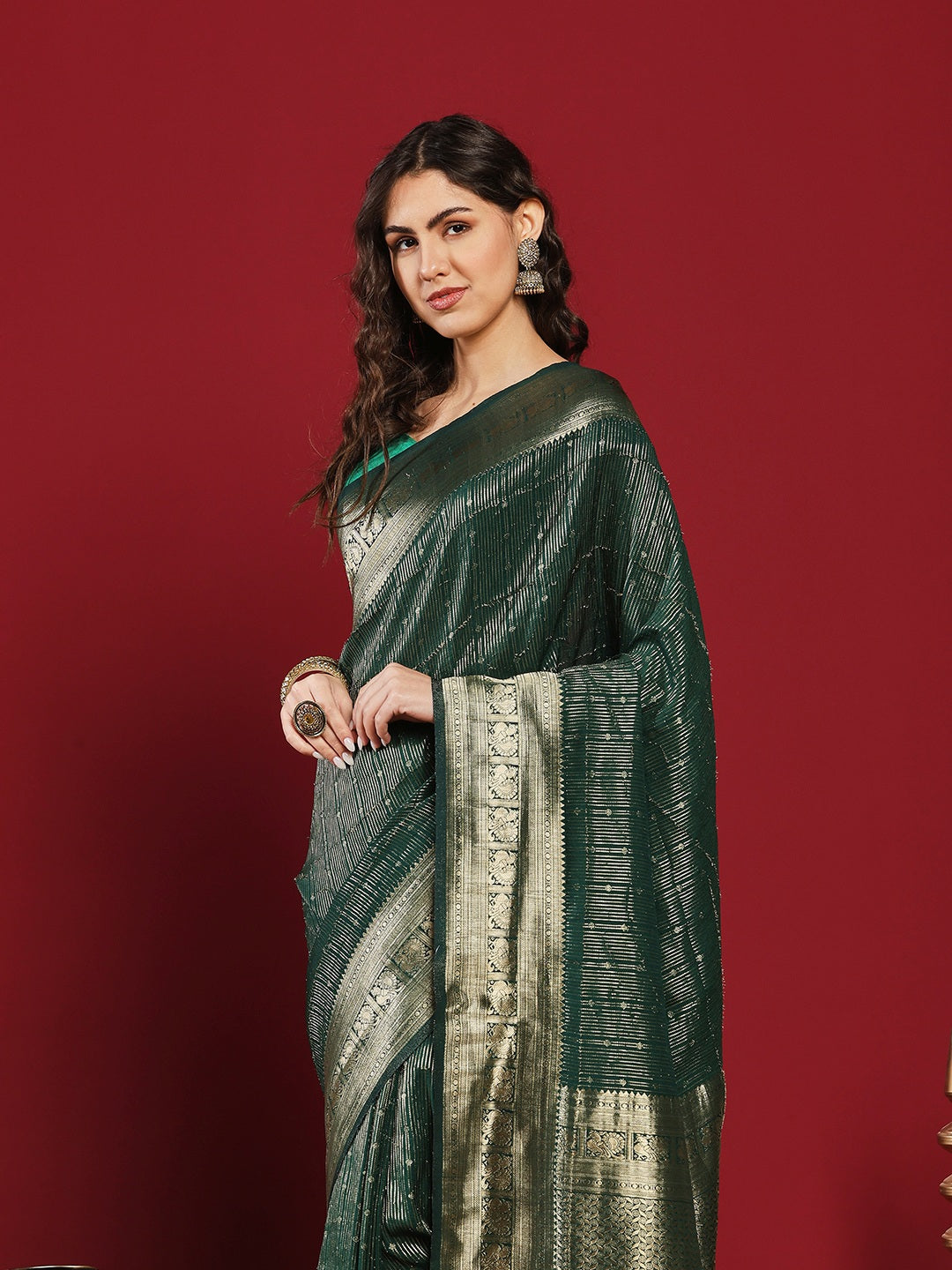 Plain Crepe Saree