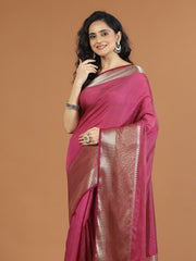 Plain Zari Border Handloom Saree