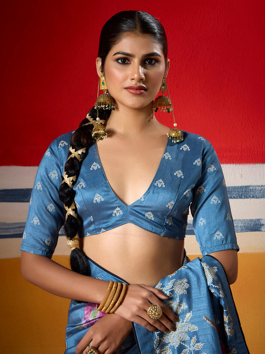Digital Floral Printed Art Silk Saree