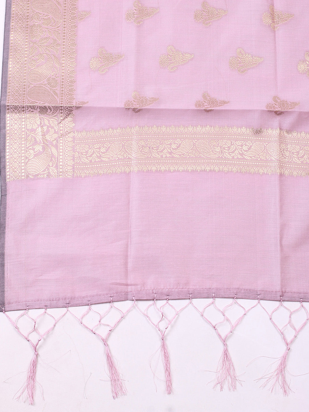 Woven Design Chanderi Unstitched Suit With Pant &amp; Dupatta
