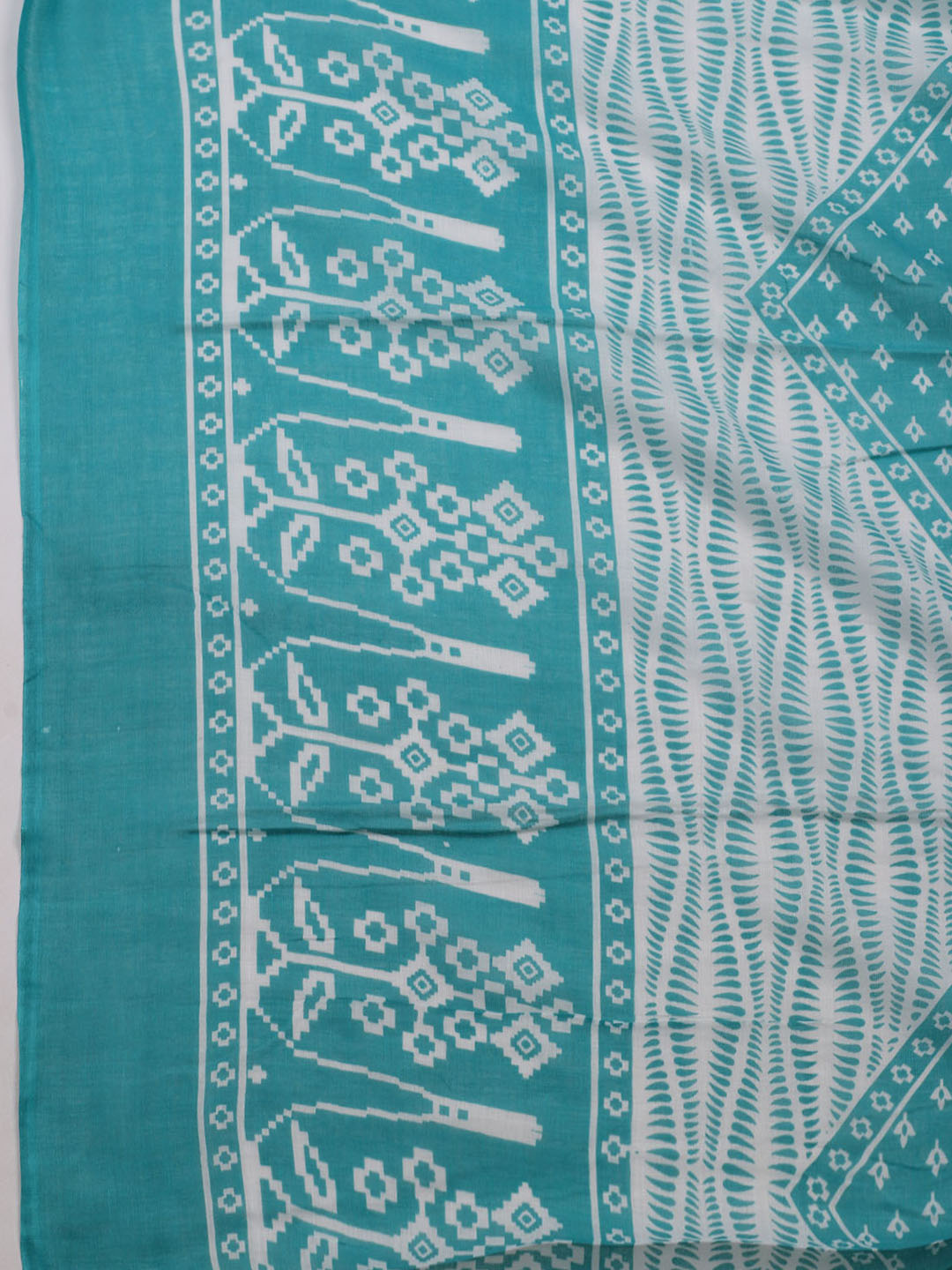 Printed Cotton Blend Unstitched Suit With Dupatta