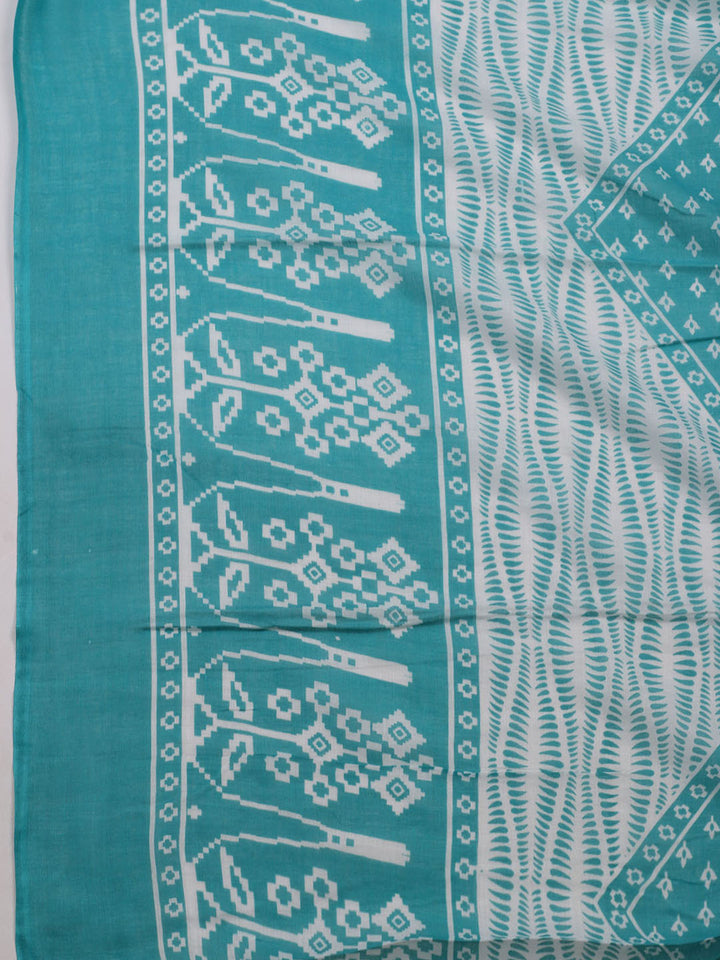 Printed Cotton Blend Unstitched Suit With Dupatta