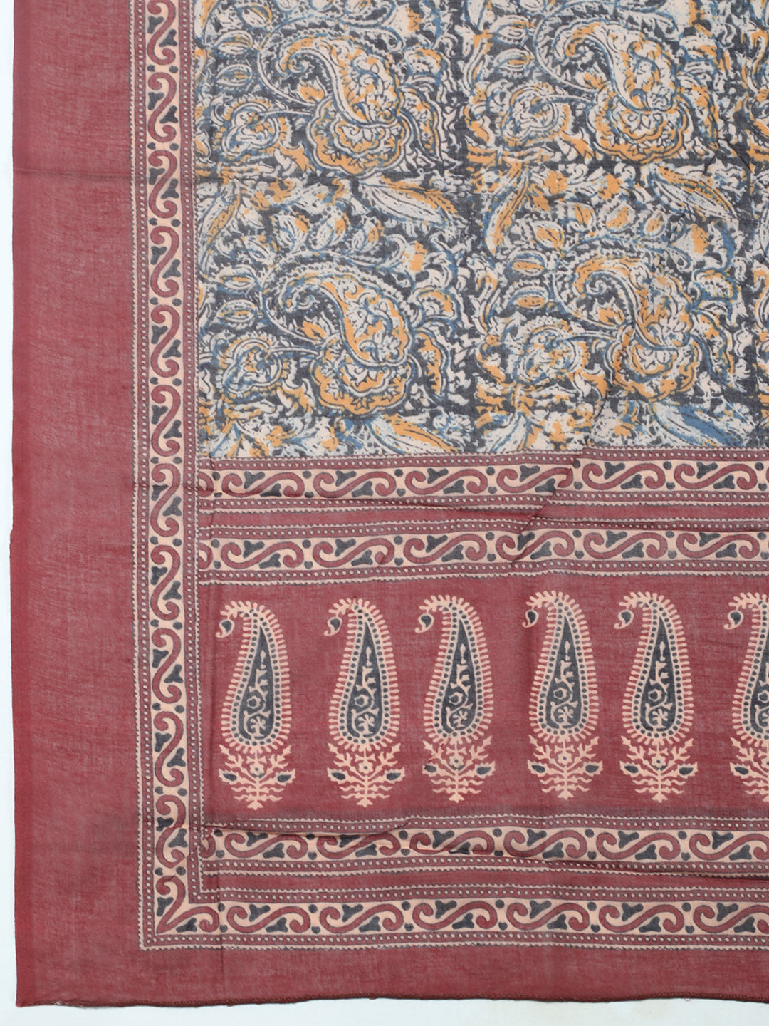 Printed Cotton Blend Unstitched Suit With Pant &amp; Dupatta