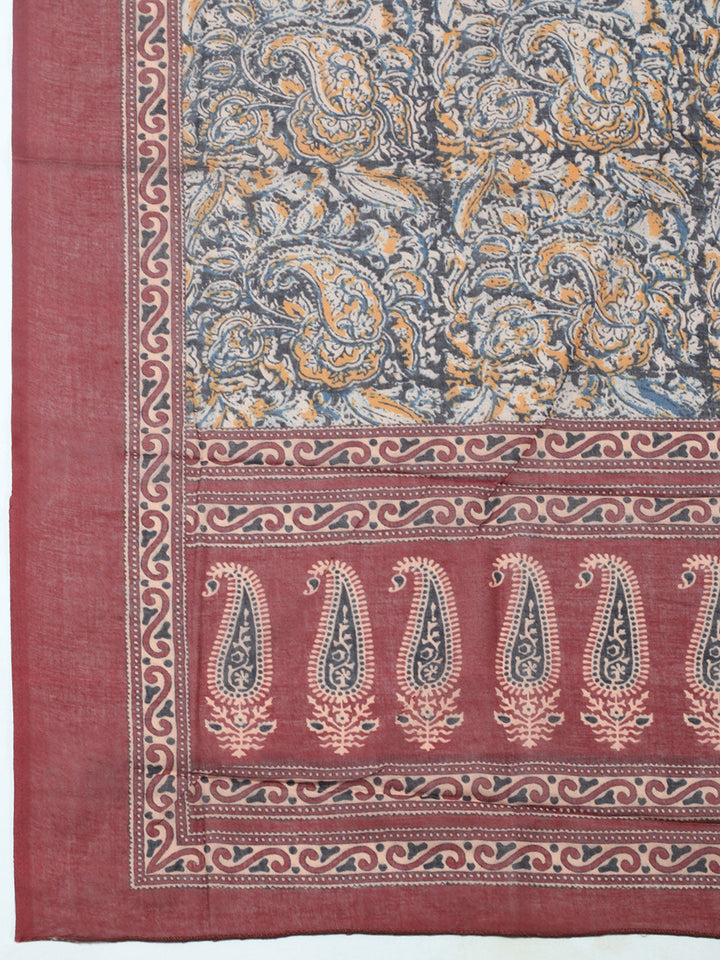 Printed Cotton Blend Unstitched Suit With Pant &amp; Dupatta