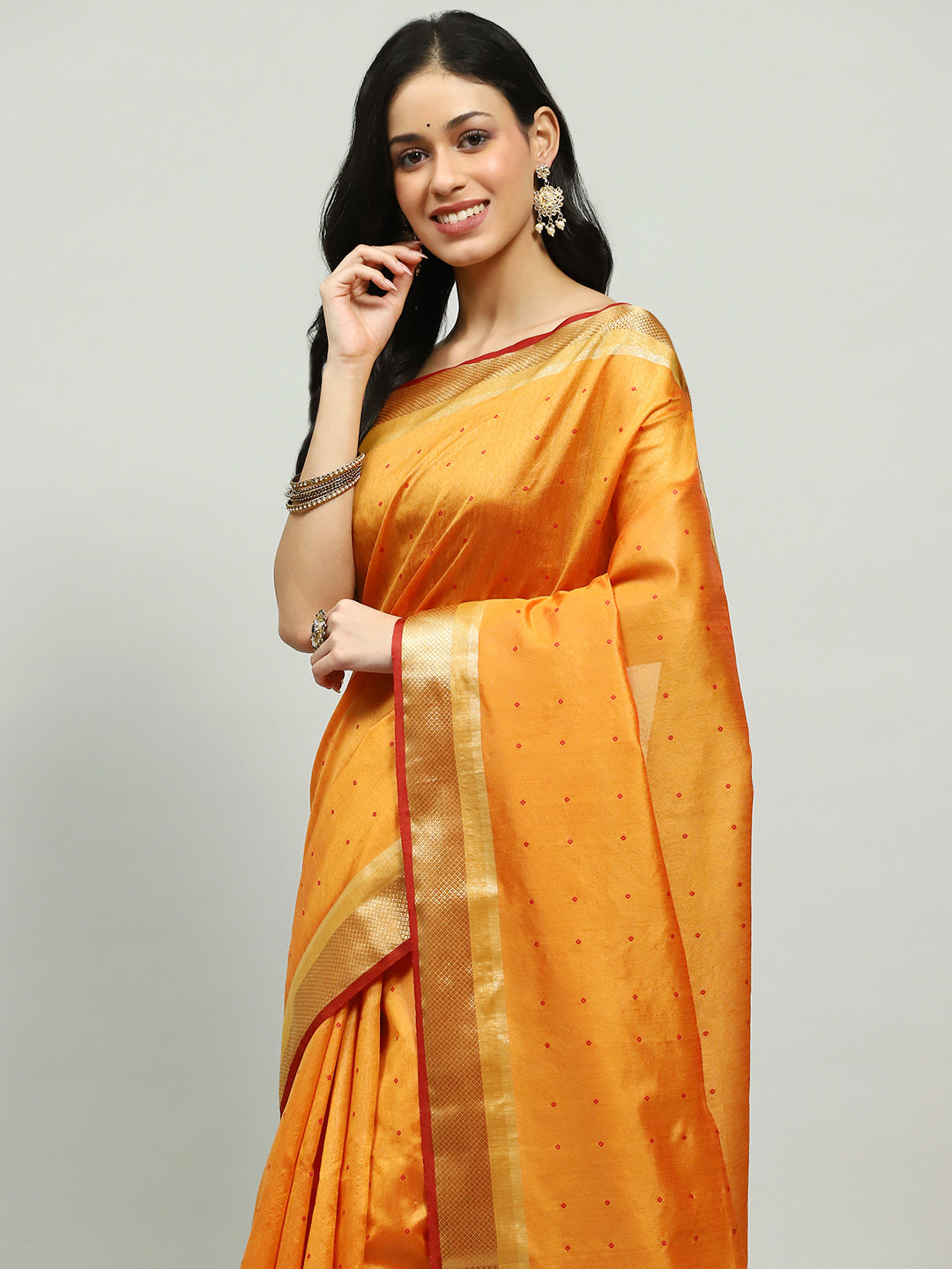 Embroidered Border Booti Art Silk Saree
