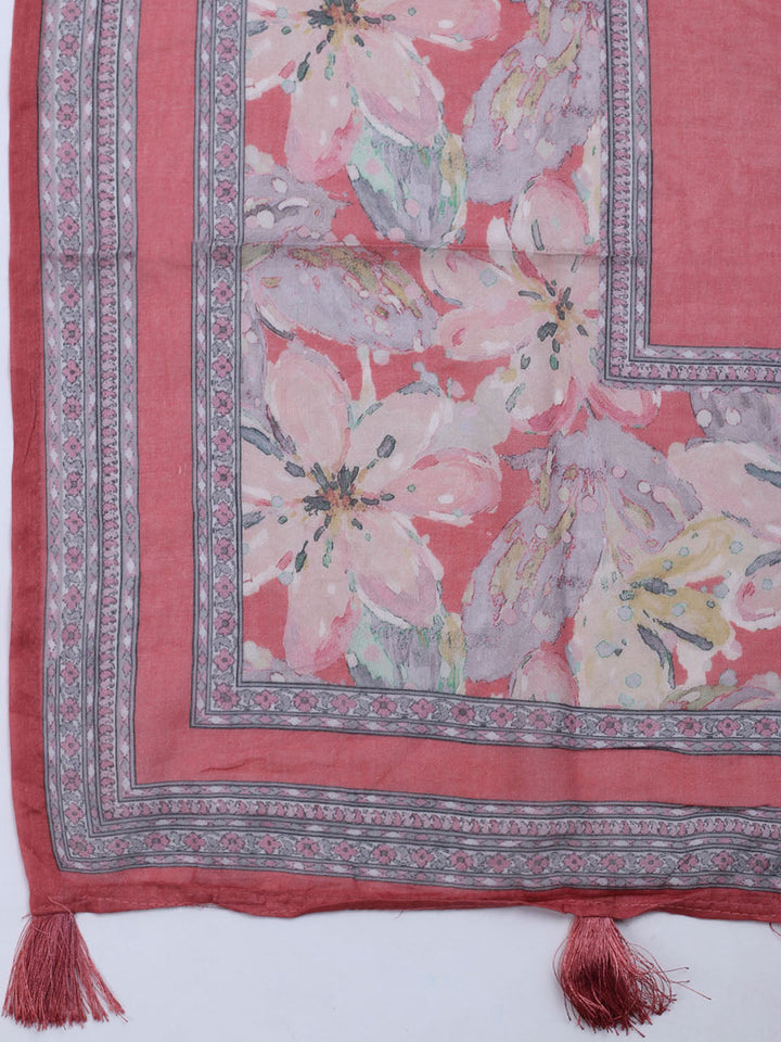 Neck Embroidered Cotton Blend Unstitched Suit With Dupatta