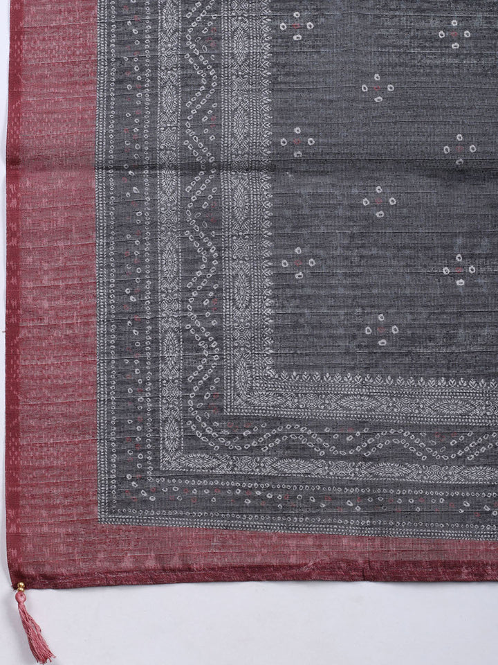 Printed Chanderi Unstitched Suit With Dupatta