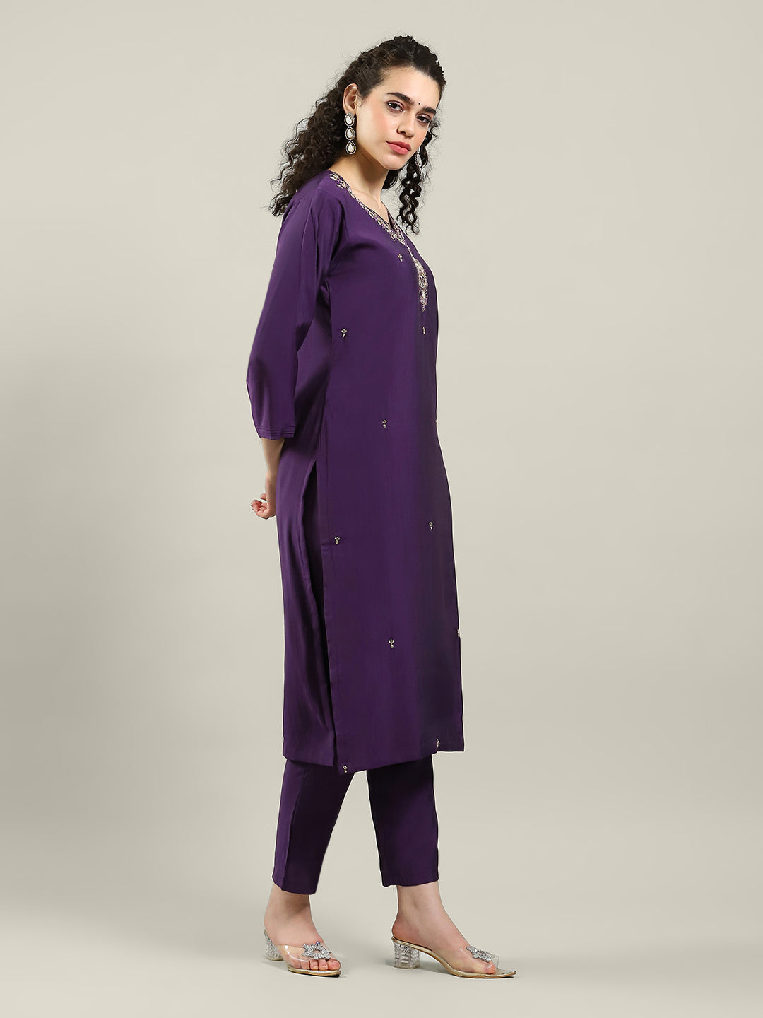 Printed Cotton Blend Kurta With Pants & Dupatta
